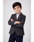 Boys Black Pinstripe Summer-Friendly Thin Blazer