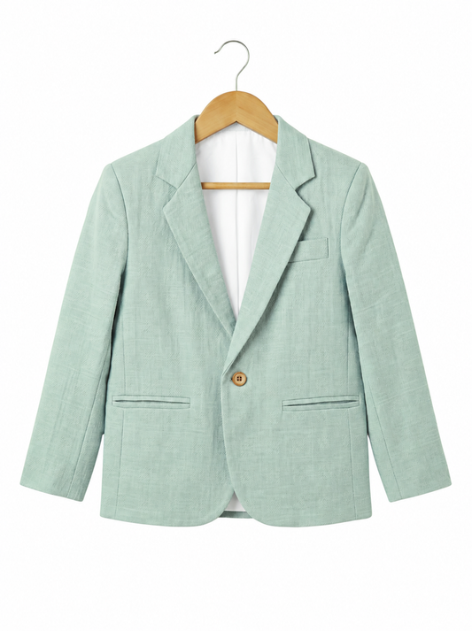 Boys Green Textured Blazer