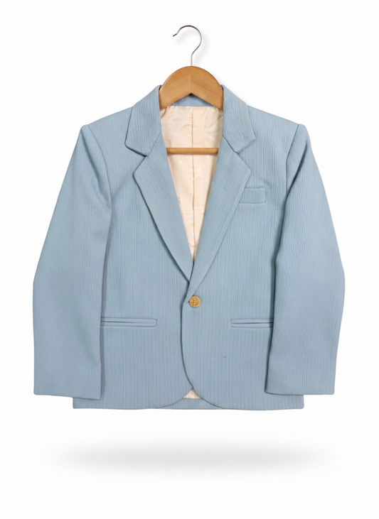 Boys Sky Blue Textured Thin Blazer