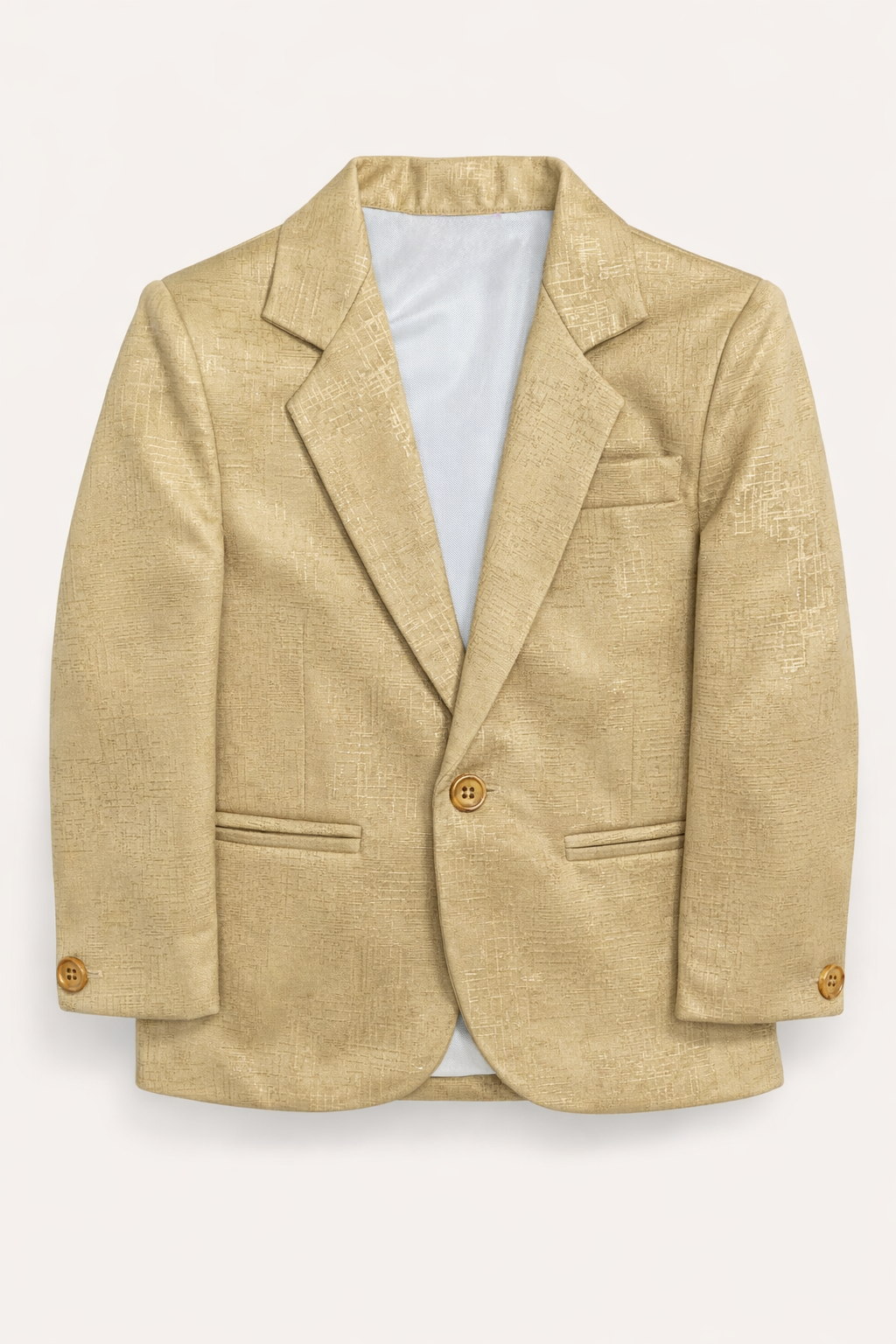 Boys Metallic Gold Textured Thin Blazer