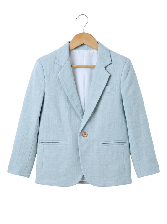 Boys Sky Blue Textured Blazer