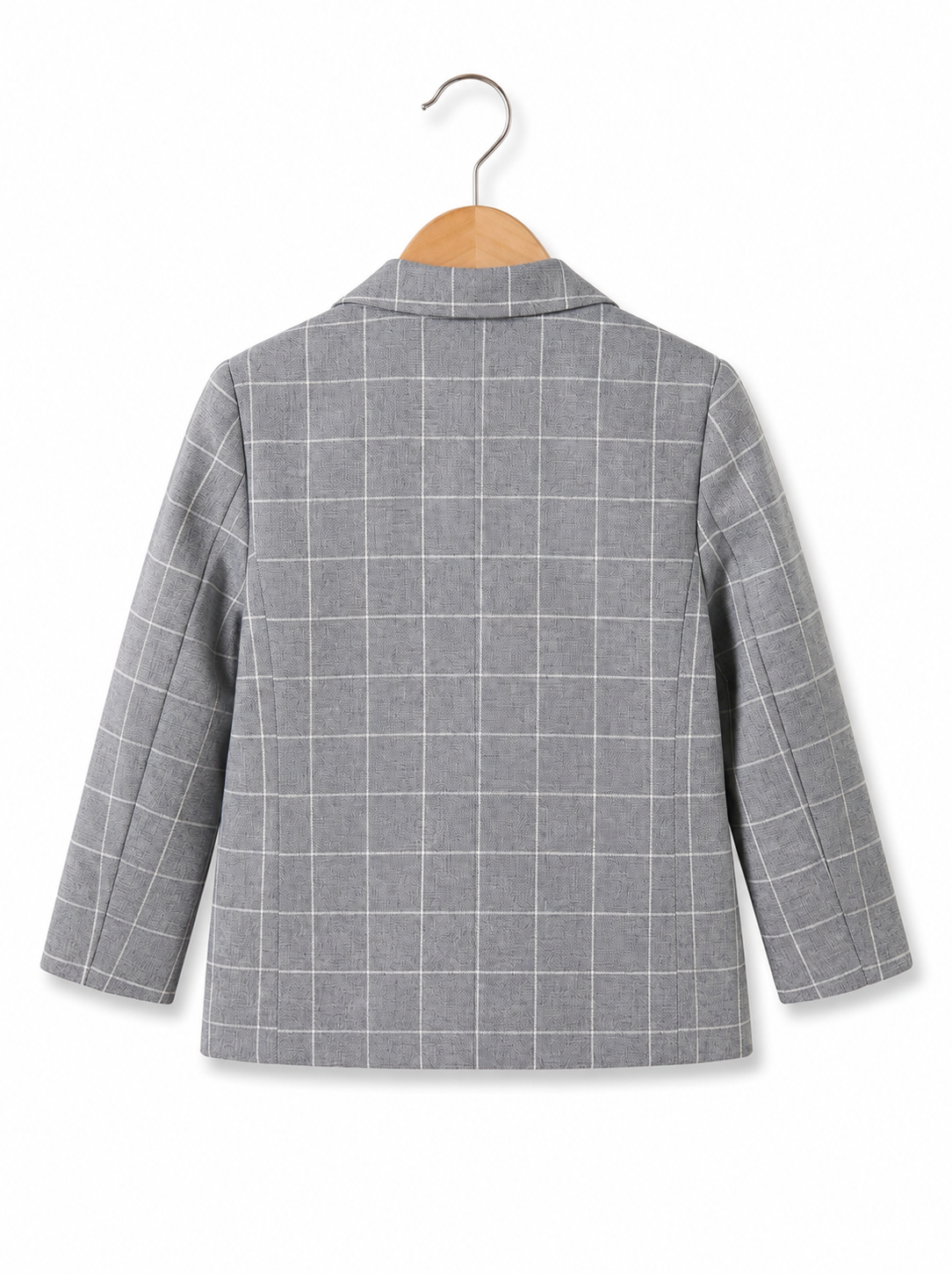 Boys Grey Windowpane Check Cotton Blazer