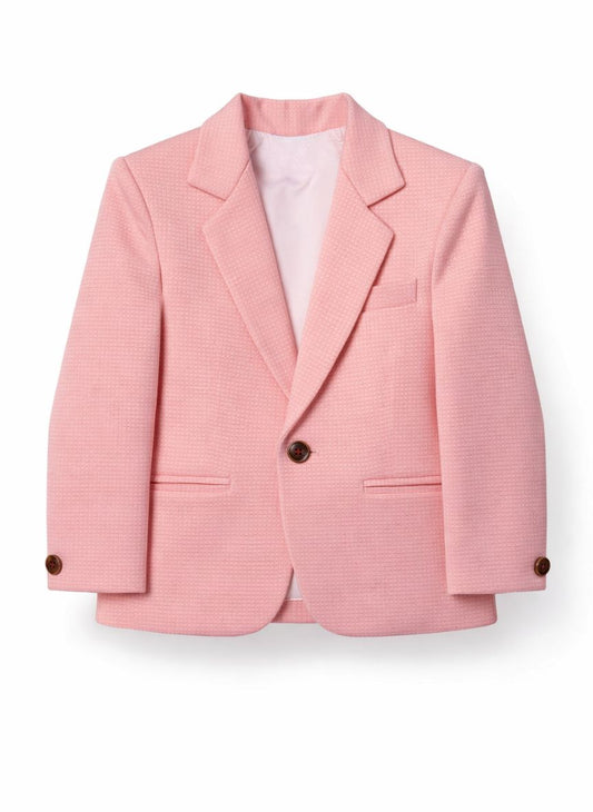 Boys Pink Textured Thin Blazer