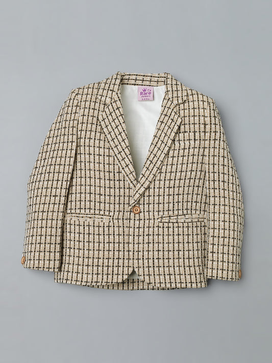 Boys Beige Check Blazer