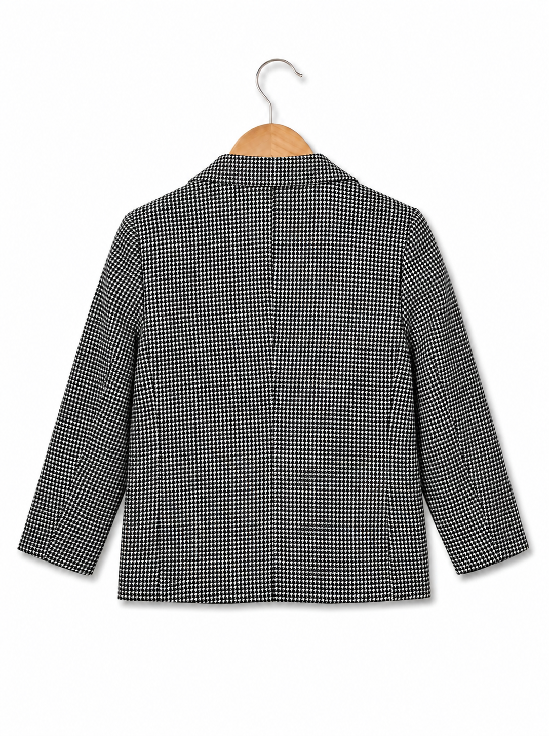Boys Black and White Cotton Micro-Check Blazer