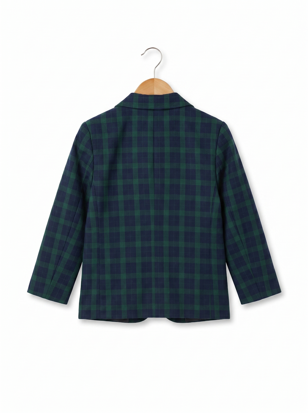 Boys Navy & Green Plaid Cotton Blazer