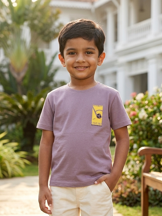 Boys Graphic Printed Drop-Shoulder Cotton T-Shirt - Mauve (B)