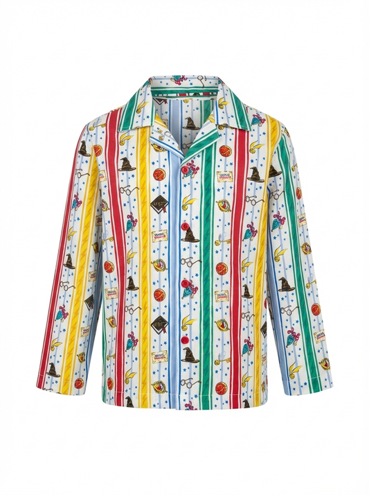 Vertical Stripes & Graphic Print Night Suit - Multi