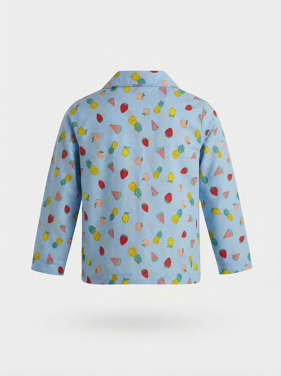 Mixed Fruit Print Night Suit - Blue