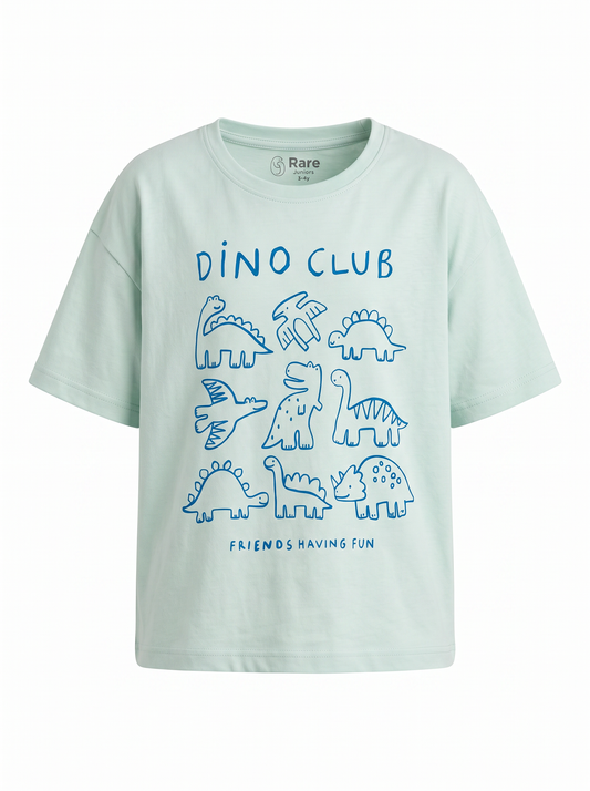 Boys Graphic Printed Drop-Shoulder Cotton T-Shirt - Blue (B)