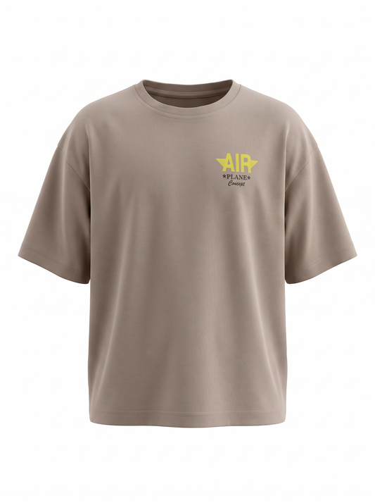 Boys Graphic Back Printed Drop-Shoulder Cotton T-Shirt - Coffee Brown
