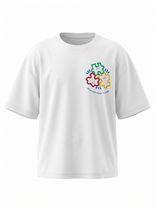 Boys Graphic Printed Drop-Shoulder Cotton T-Shirt - White
