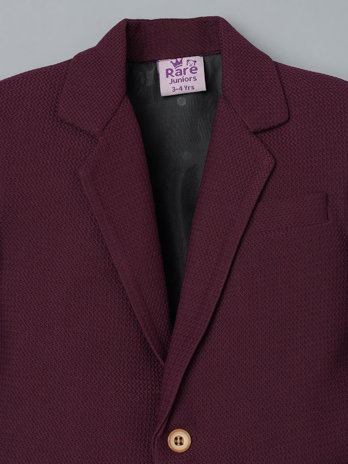 Boys Maroon Textured Blazer