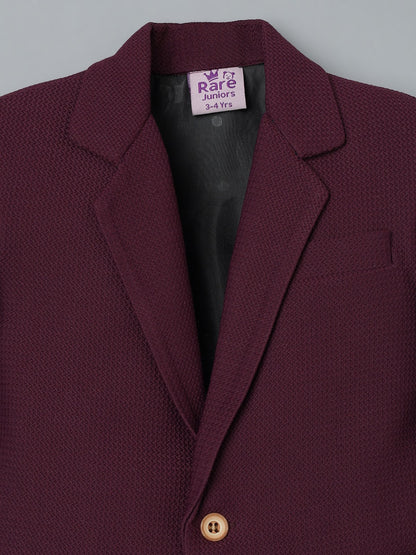 Boys Maroon Textured Blazer