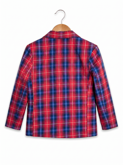 Boys Red Blue Plaid Blazer