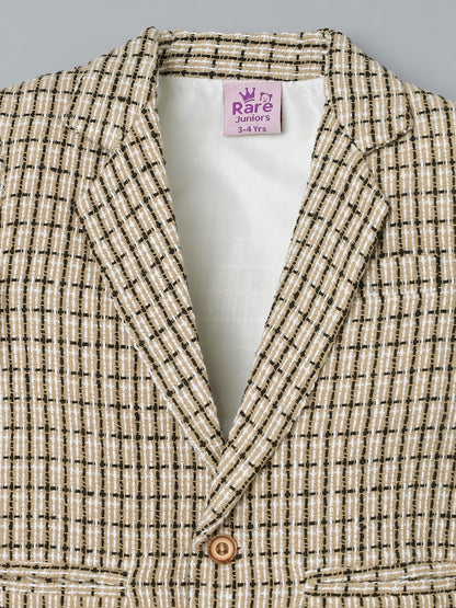 Boys Beige Check Blazer