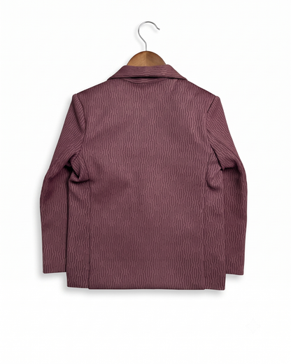 Boys Maroon Patterned Thin Blazer