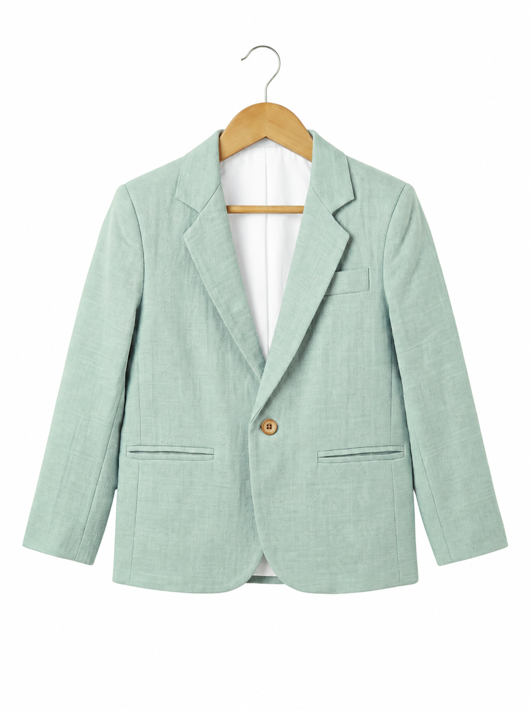 Boys Green Textured Blazer