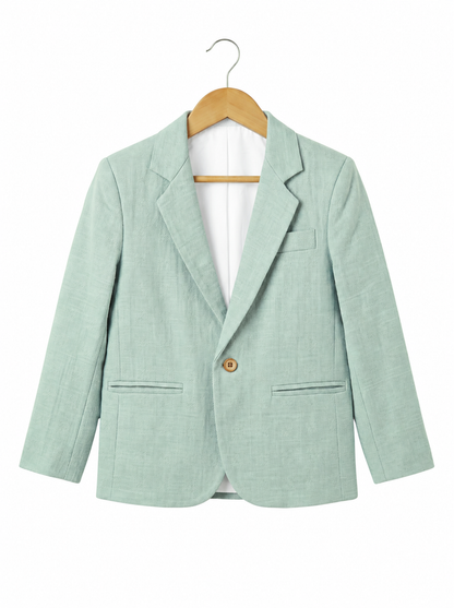 Boys Green Textured Blazer