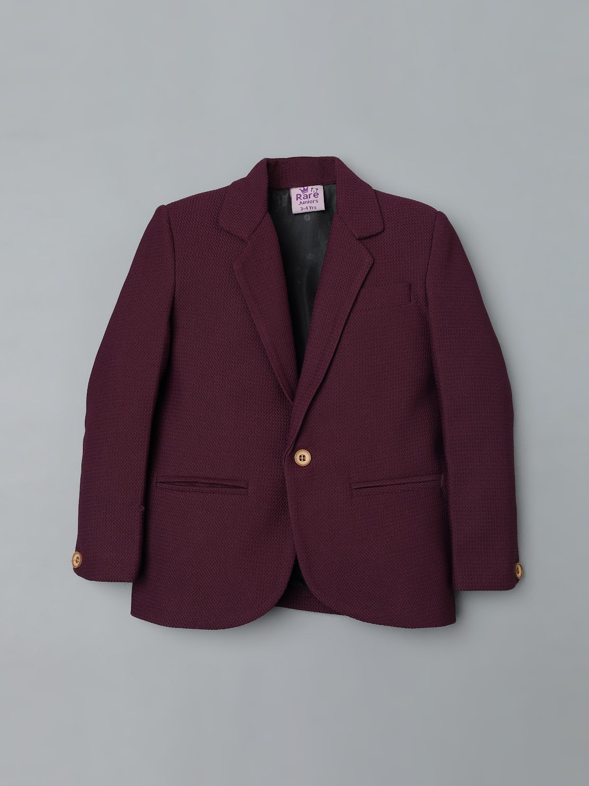 Boys Maroon Textured Blazer