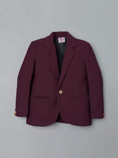 Boys Maroon Textured Blazer