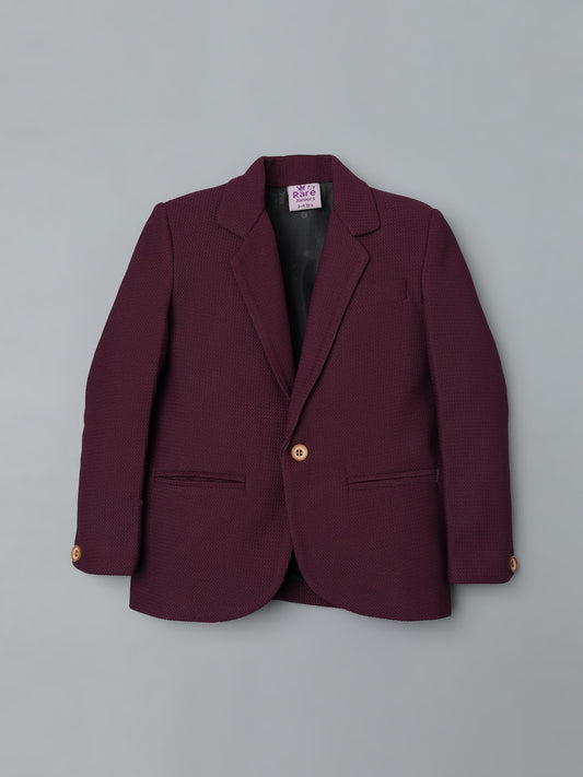 Boys Maroon Textured Blazer