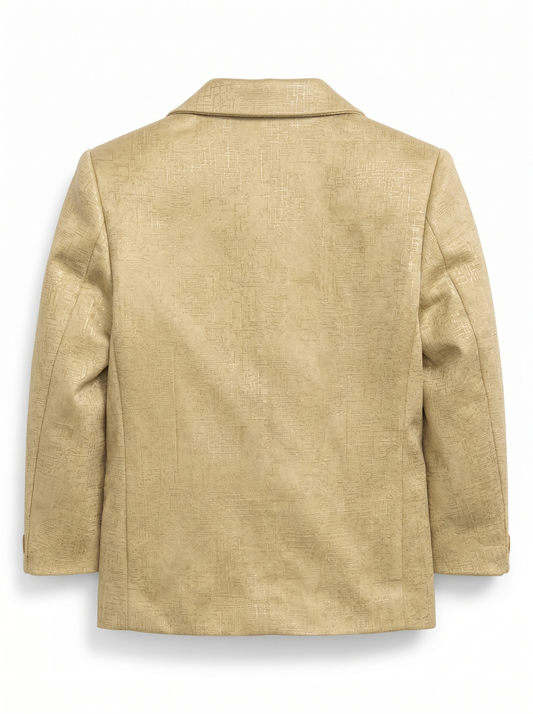 Boys Metallic Gold Textured Thin Blazer