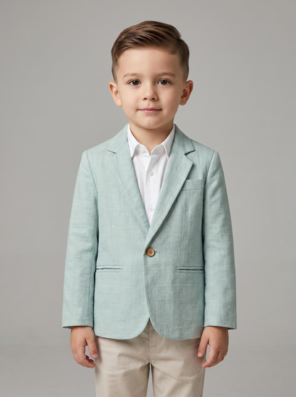 Boys Green Textured Blazer