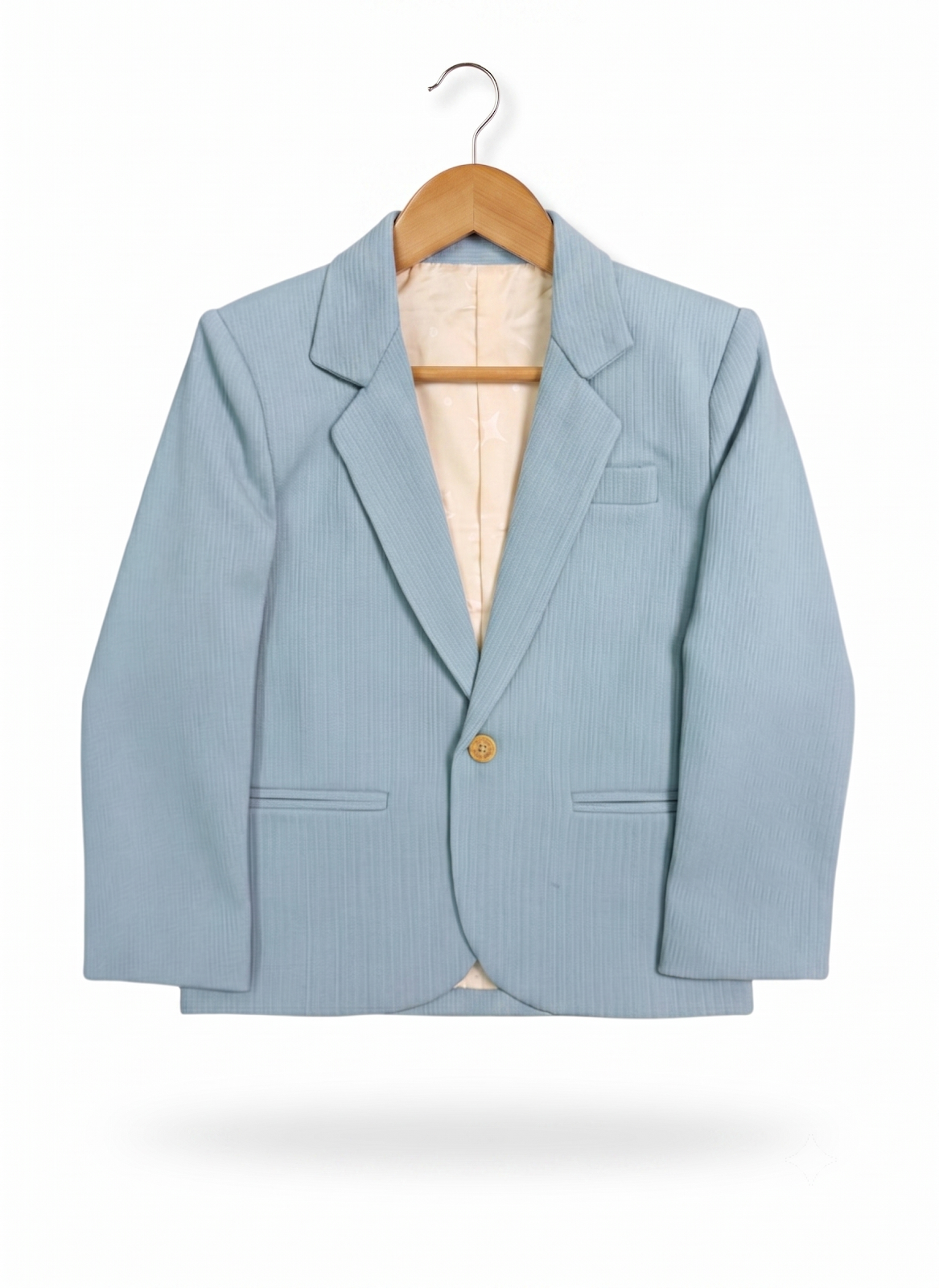 Boys Sky Blue Textured Thin Blazer