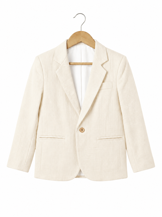 Boys Cream Solid Blazer
