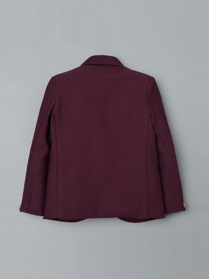 Boys Maroon Textured Blazer