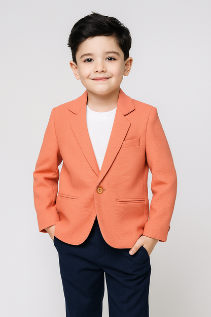 Boys Peach Textured Blazer