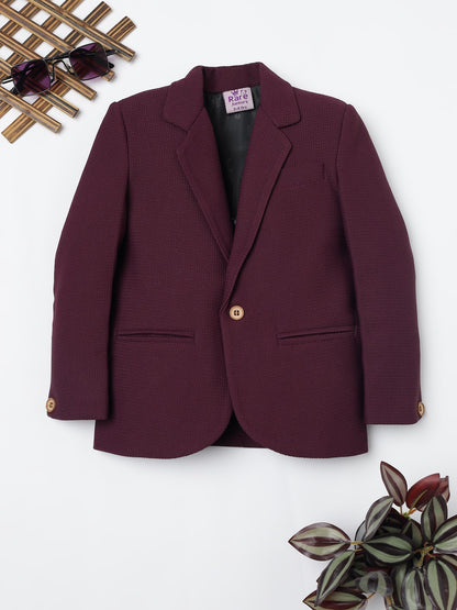 Boys Maroon Textured Blazer
