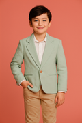 Boys Green Textured Blazer