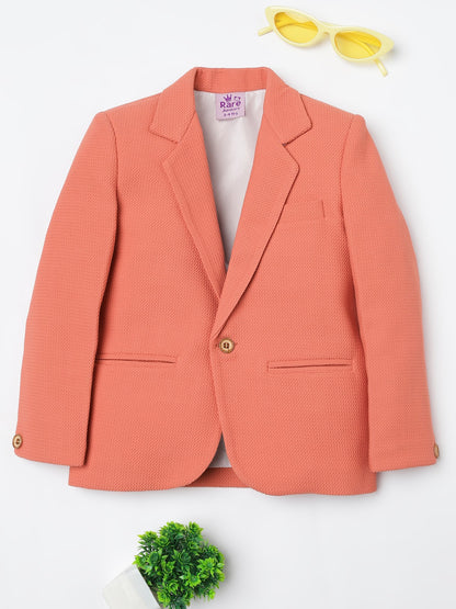 Boys Peach Textured Blazer