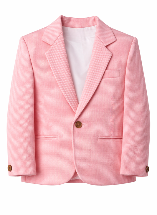 Boys Pink Micro-Textured Thin Blazer