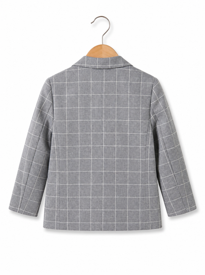 Boys Grey Windowpane Check Cotton Blazer