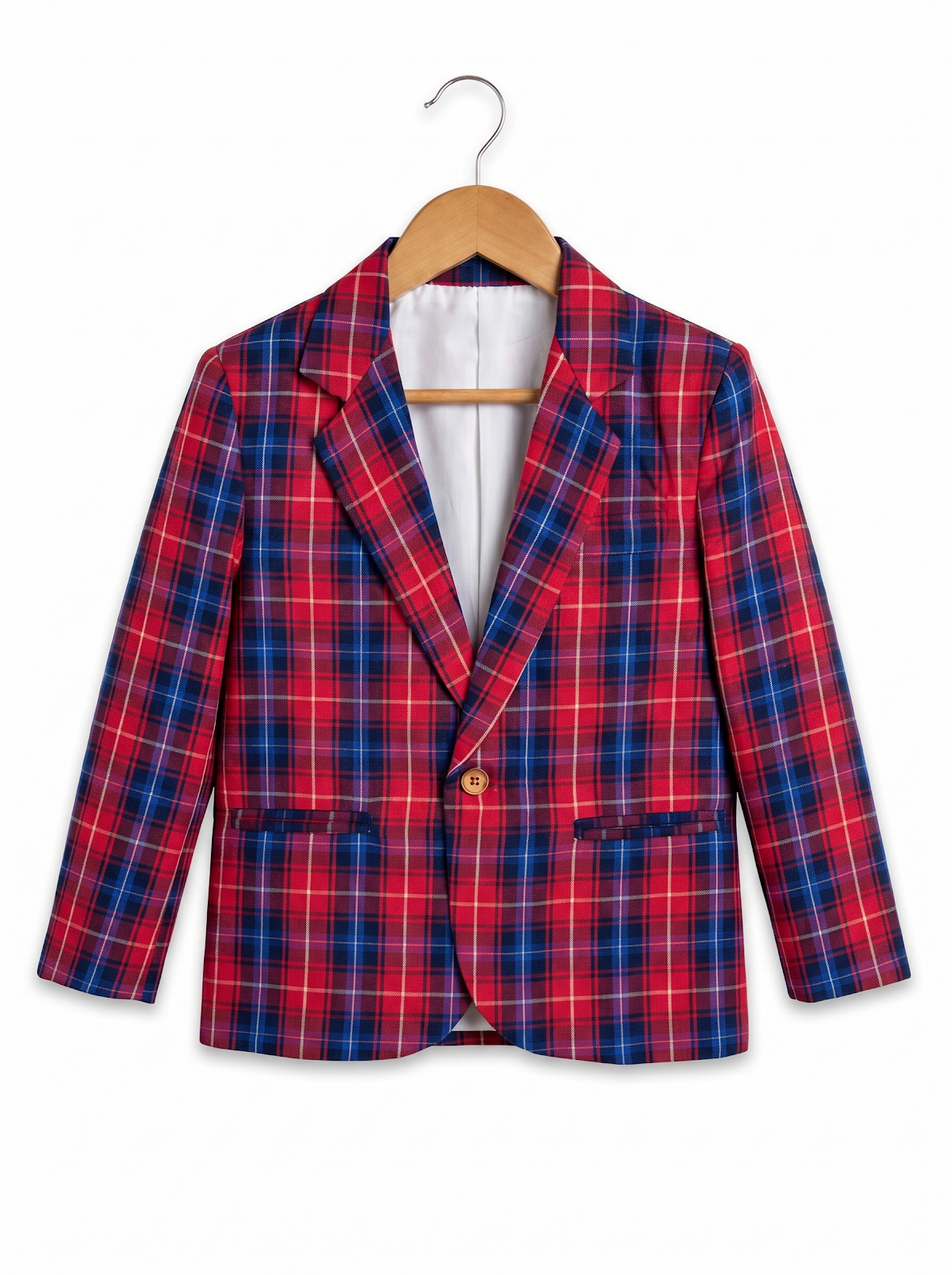Boys Red Blue Plaid Blazer