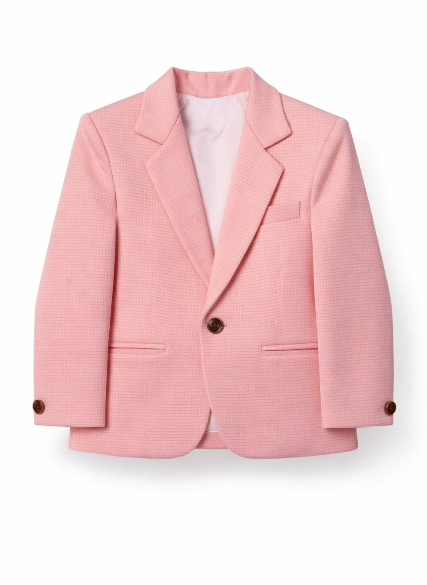 Boys Pink Textured Thin Blazer