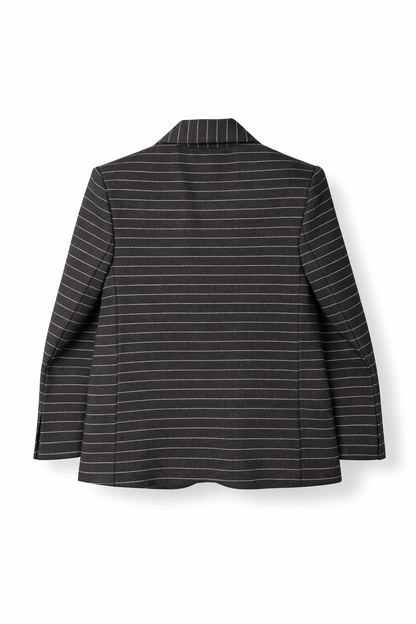 Boys Black Pinstripe Summer-Friendly Thin Blazer
