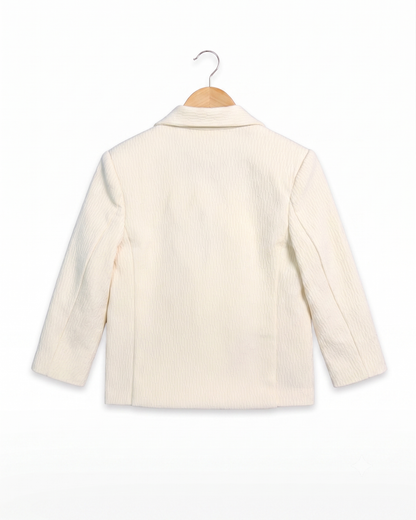 Boys Cream Textured Thin Blazer