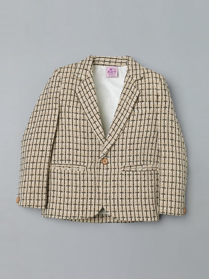 Boys Beige Check Blazer