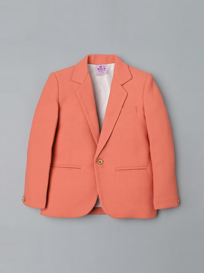 Boys Peach Textured Blazer