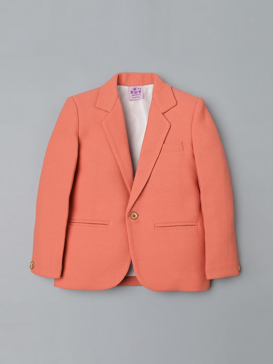 Boys Peach Textured Blazer