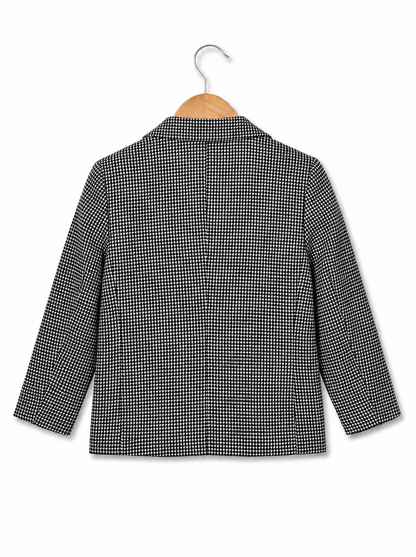 Boys Black and White Cotton Micro-Check Blazer