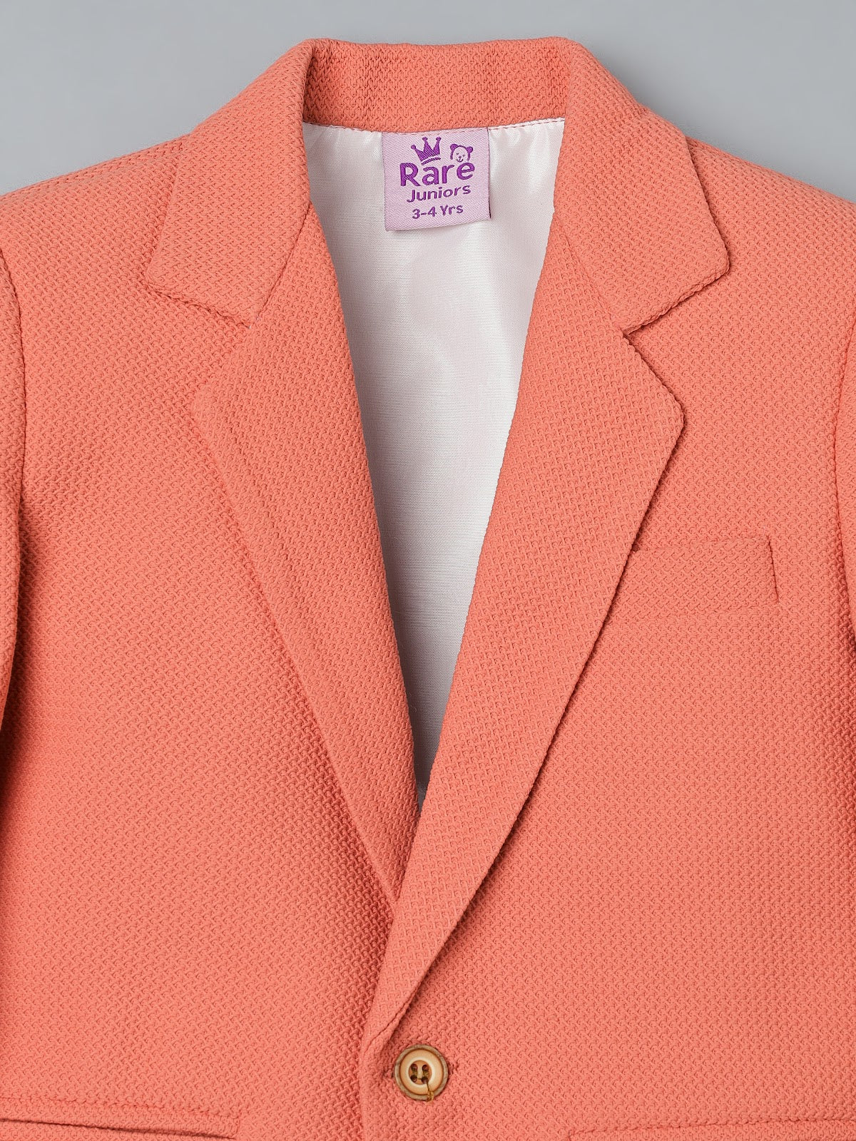 Boys Peach Textured Blazer