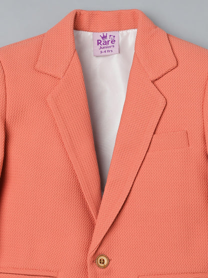 Boys Peach Textured Blazer