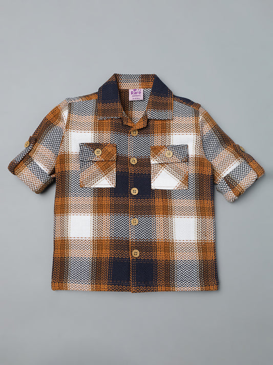 Boys Brown & Black Plaid Shirt