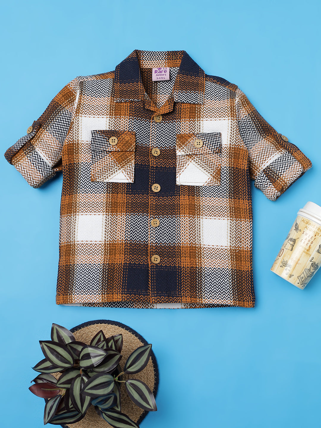 Boys Brown & Black Plaid Shirt