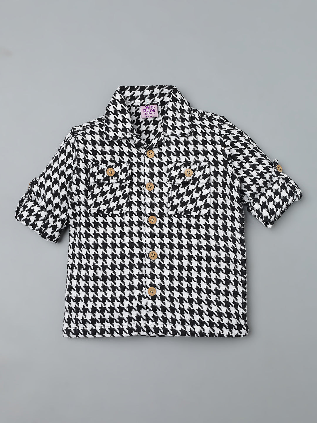 Boys Black & White Checked Shirt